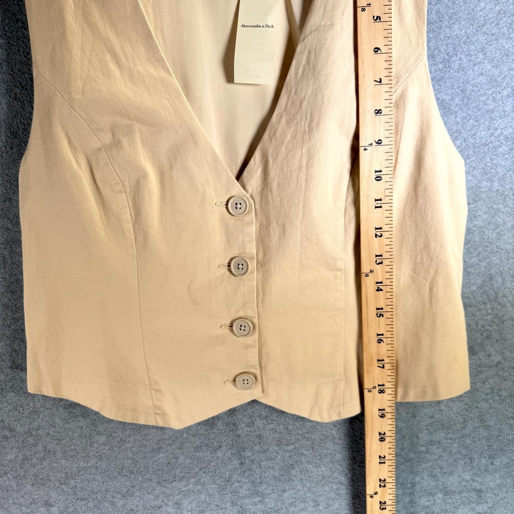 Abercrombie & Fitch Vest Women's Medium Cream‎ V-Neck Sleeveless Button-Front - Picture 6 of 9